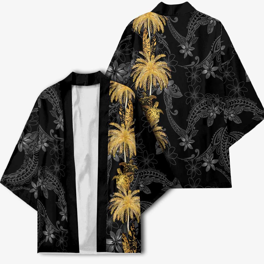 Hawaiian Honu And Surfboards Kimono Gold Style - Polynesian Pride