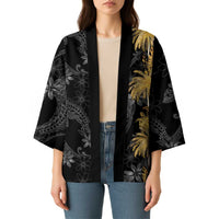 Hawaiian Honu And Surfboards Kimono Gold Style - Polynesian Pride