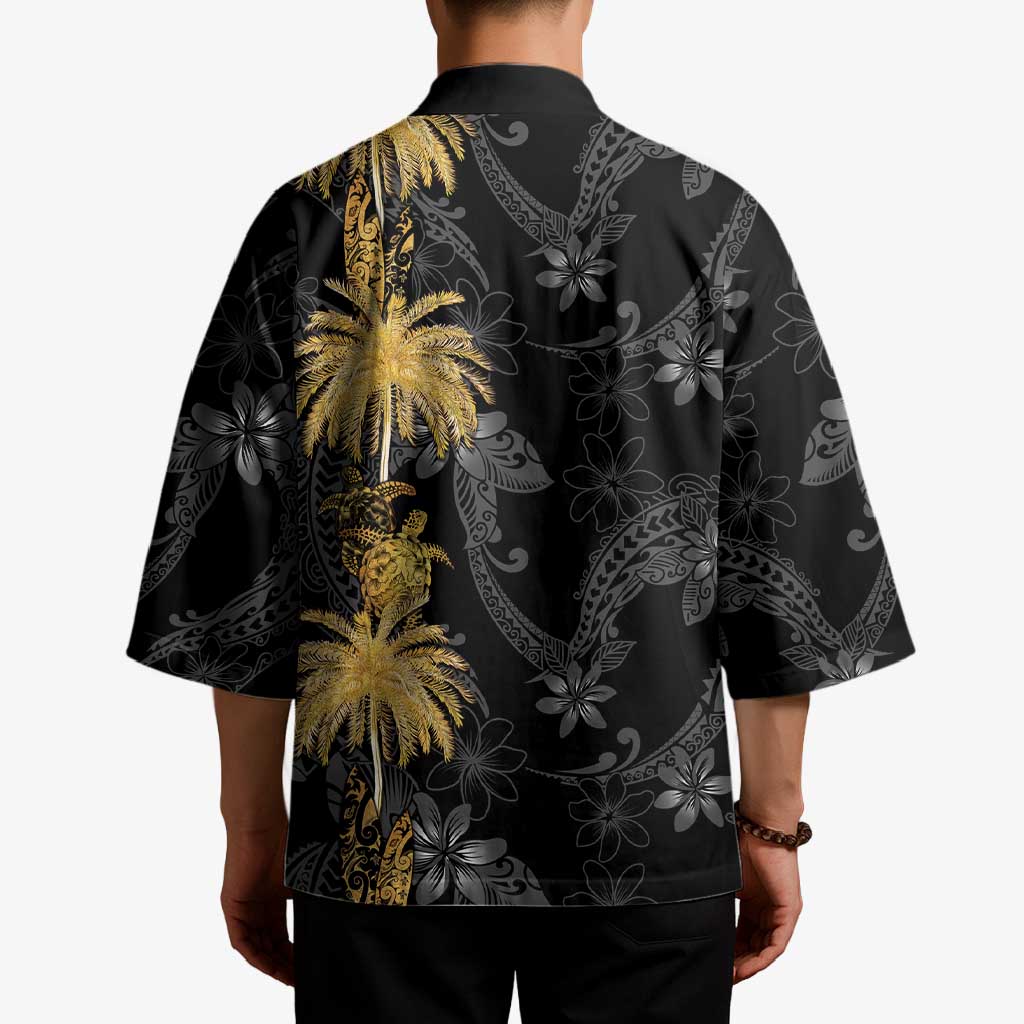 Hawaiian Honu And Surfboards Kimono Gold Style - Polynesian Pride