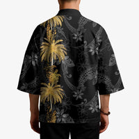 Hawaiian Honu And Surfboards Kimono Gold Style - Polynesian Pride