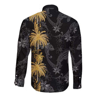 Hawaiian Honu And Surfboards Long Sleeve Button Shirt Gold Style LT05 - Polynesian Pride