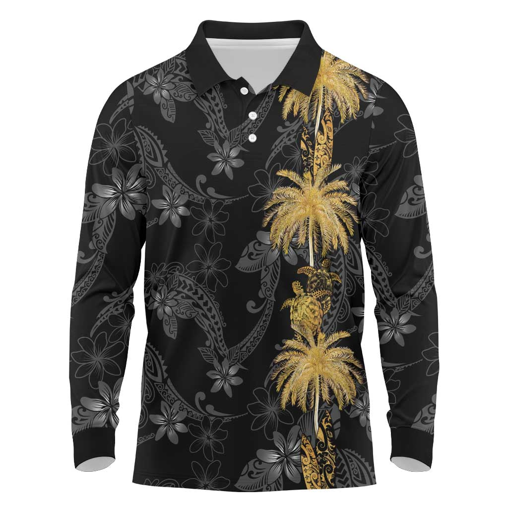Hawaiian Honu And Surfboards Long Sleeve Polo Shirt Gold Style LT05 Gold - Polynesian Pride