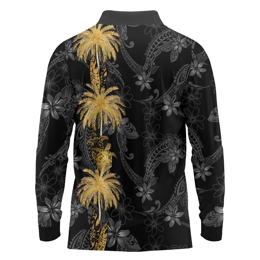 Hawaiian Honu And Surfboards Long Sleeve Polo Shirt Gold Style LT05 - Polynesian Pride