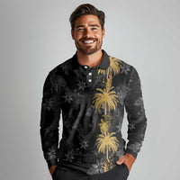 Hawaiian Honu And Surfboards Long Sleeve Polo Shirt Gold Style LT05 - Polynesian Pride