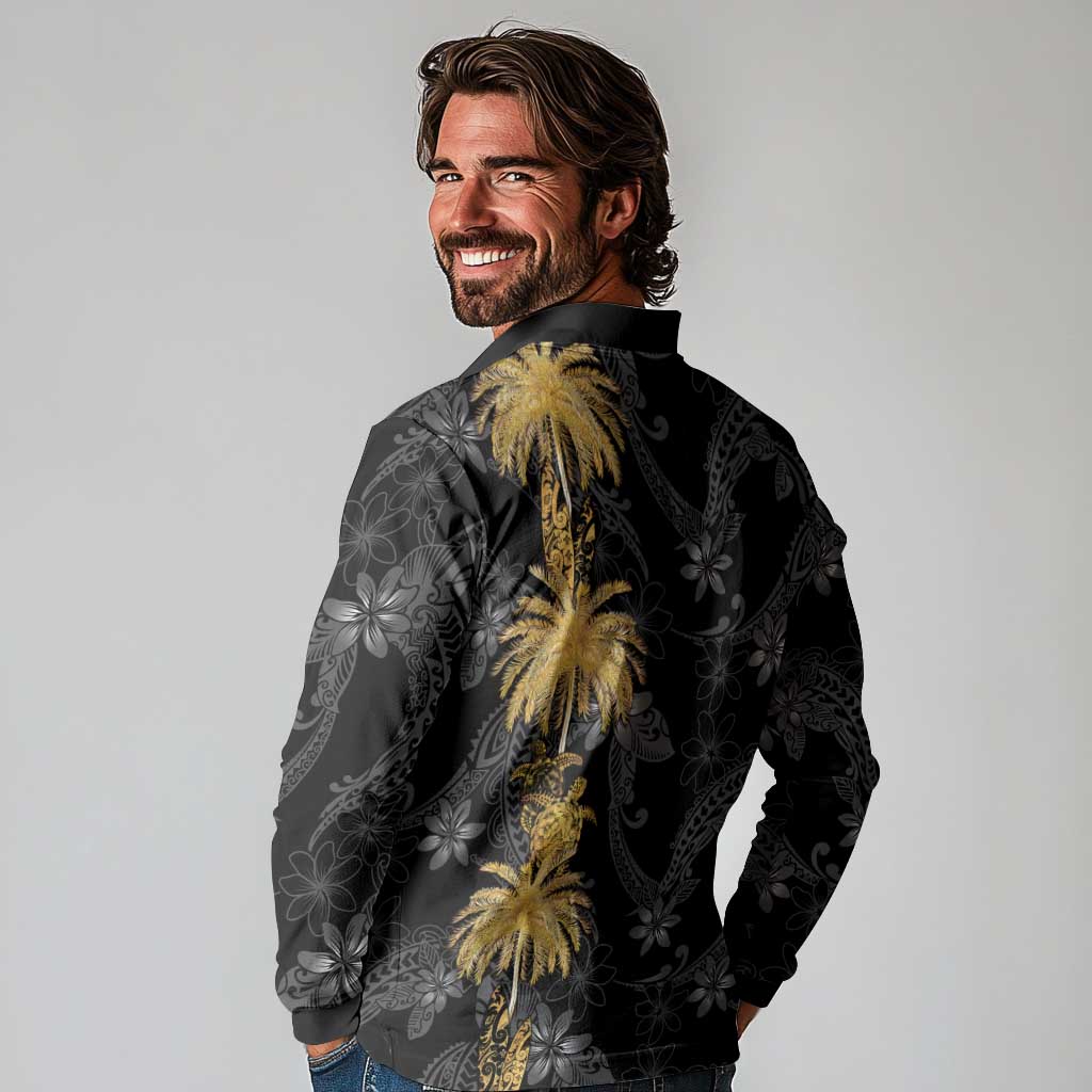Hawaiian Honu And Surfboards Long Sleeve Polo Shirt Gold Style LT05 - Polynesian Pride