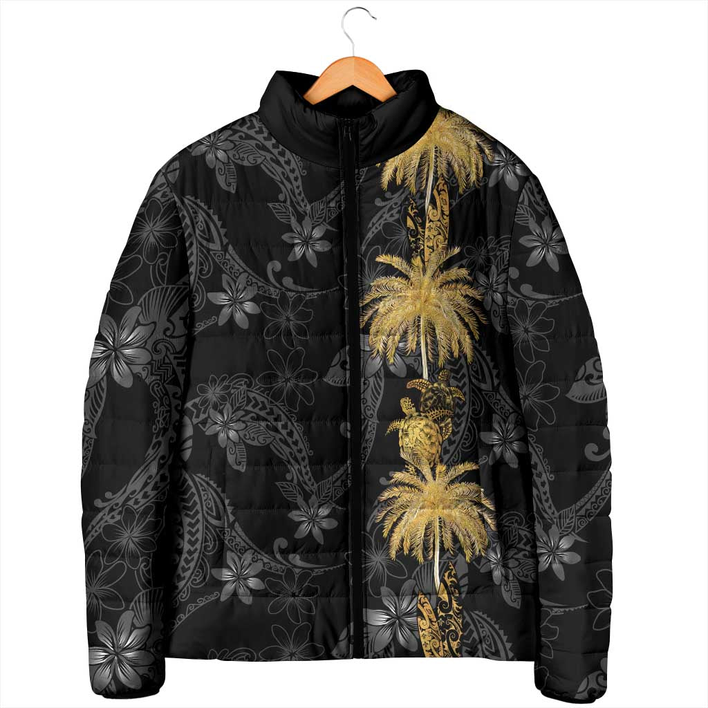 Hawaiian Honu And Surfboards Padded Jacket Gold Style - Polynesian Pride