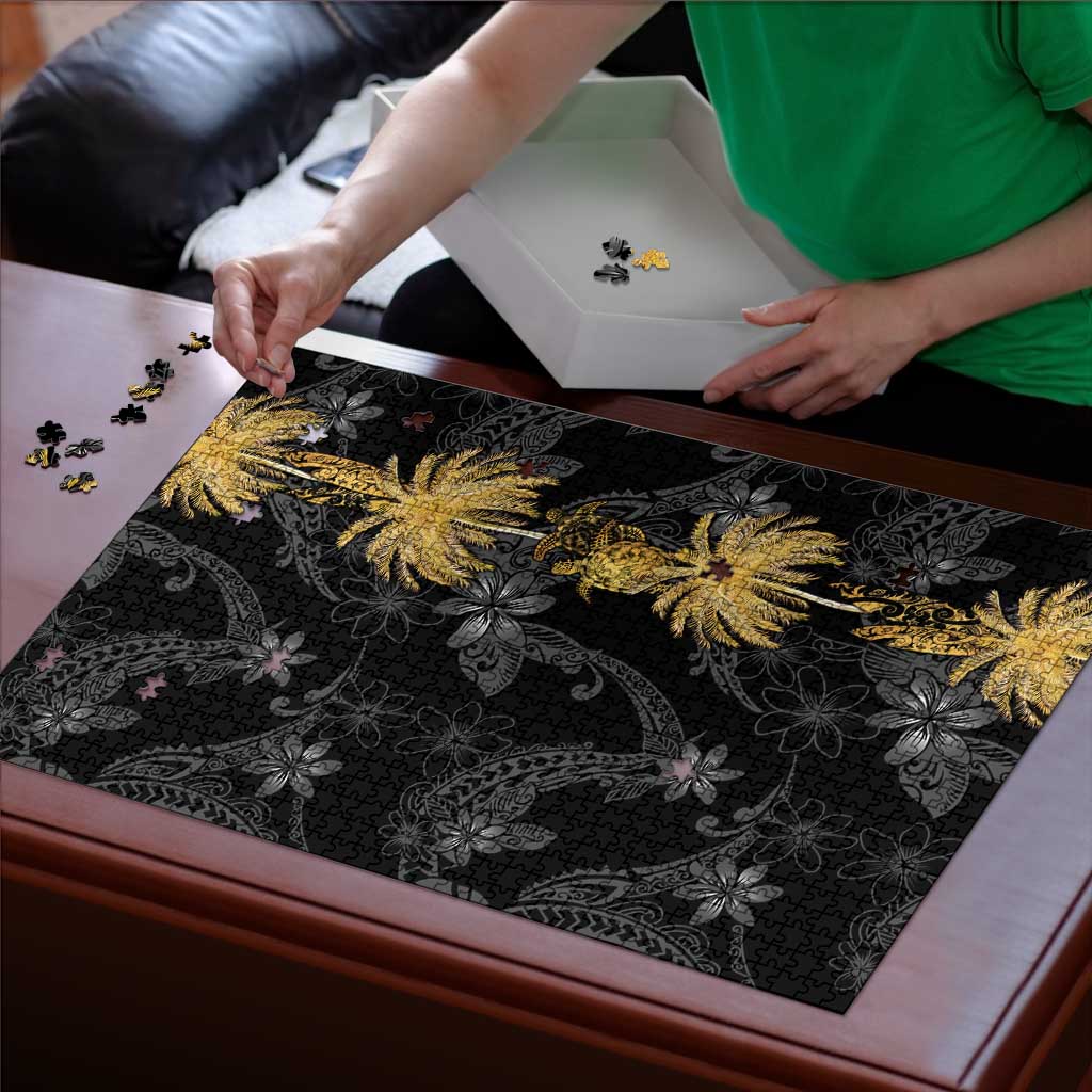 Hawaiian Honu And Surfboards Puzzle Gold Style - Polynesian Pride