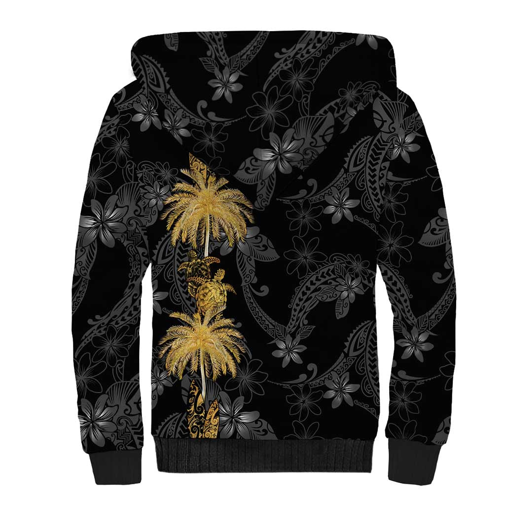 Hawaiian Honu And Surfboards Sherpa Hoodie Gold Style LT05 - Polynesian Pride