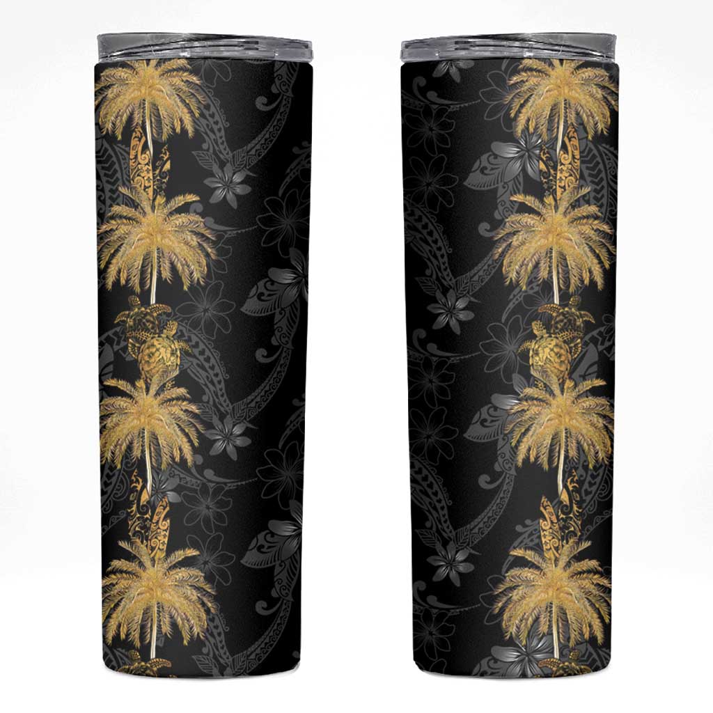 Hawaiian Honu And Surfboards Skinny Tumbler Gold Style - Polynesian Pride