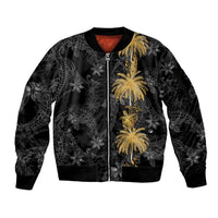 Hawaiian Honu And Surfboards Sleeve Zip Bomber Jacket Gold Style - Polynesian Pride