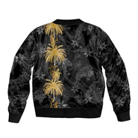Hawaiian Honu And Surfboards Sleeve Zip Bomber Jacket Gold Style - Polynesian Pride