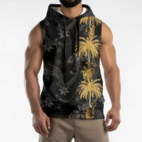 Hawaiian Honu And Surfboards Sleeveless Hoodie Gold Style - Polynesian Pride