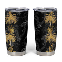Hawaiian Honu And Surfboards Tumbler Cup Gold Style - Polynesian Pride