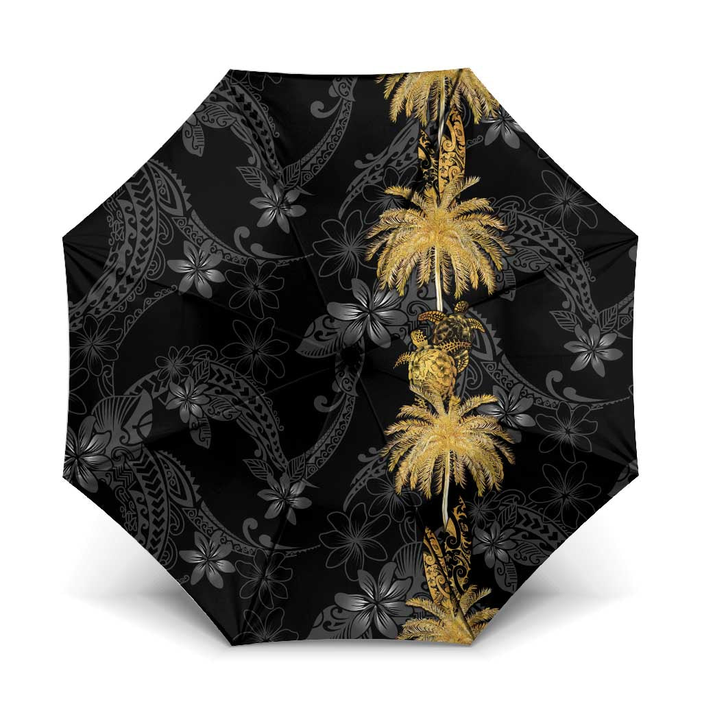 Hawaiian Honu And Surfboards Umbrella Gold Style - Polynesian Pride