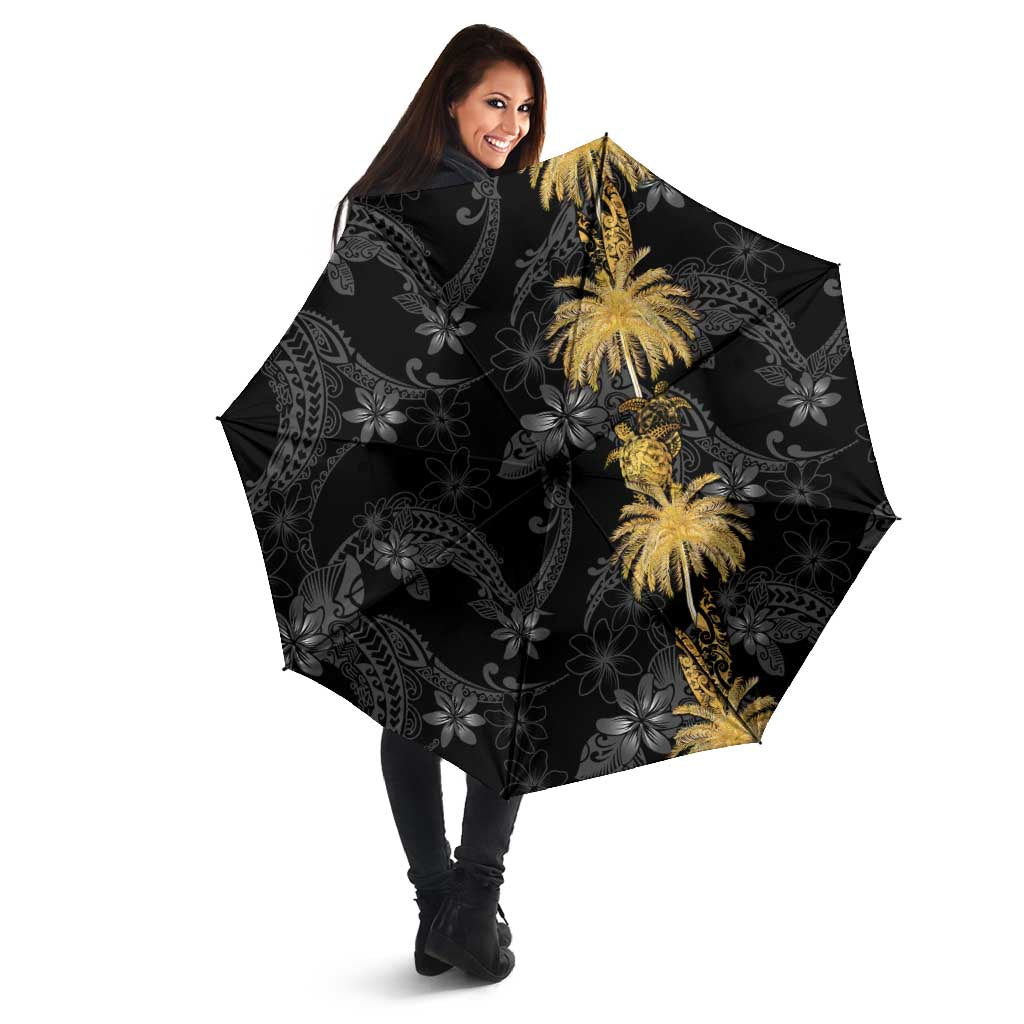 Hawaiian Honu And Surfboards Umbrella Gold Style - Polynesian Pride