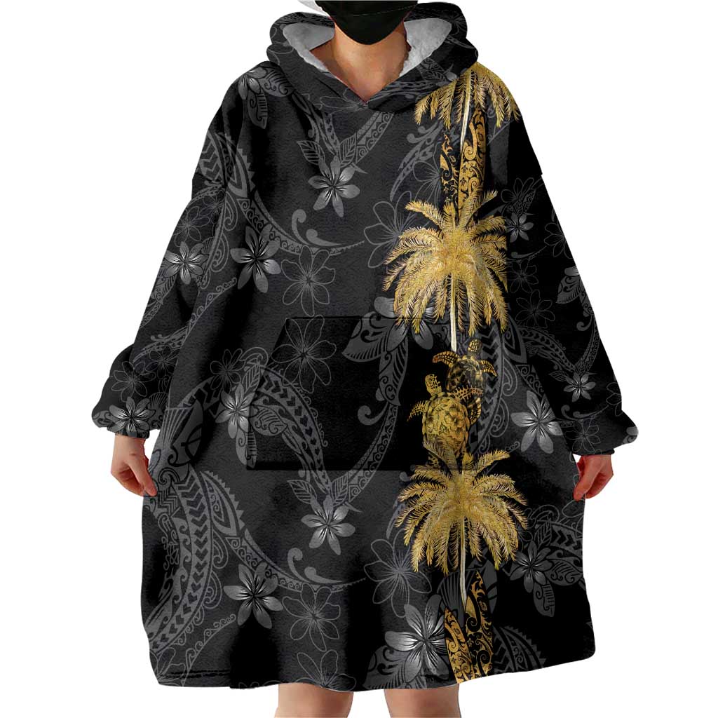 Hawaiian Honu And Surfboards Wearable Blanket Hoodie Gold Style LT05 - Polynesian Pride