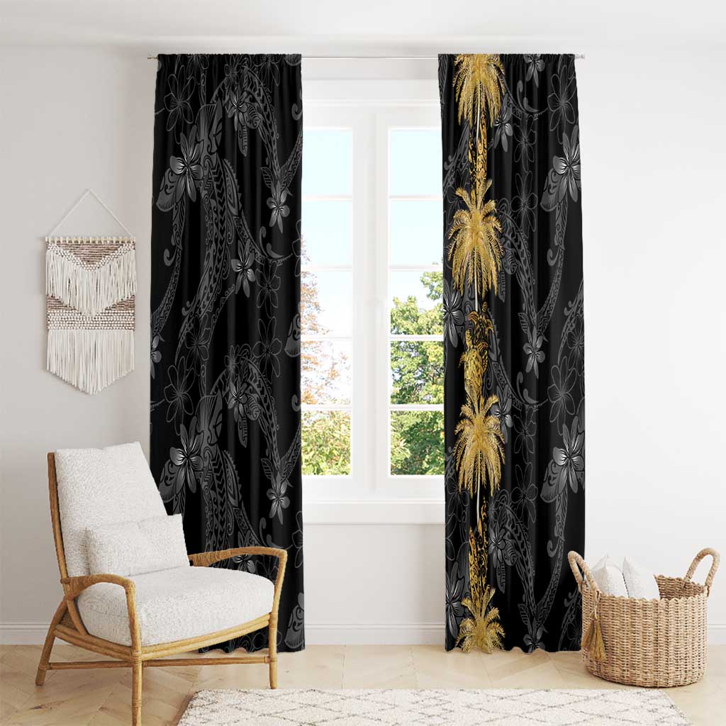 Hawaiian Honu And Surfboards Window Curtain Gold Style - Polynesian Pride