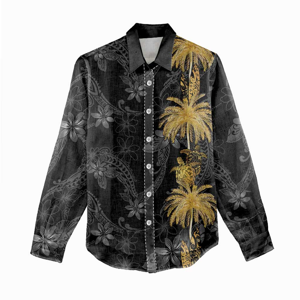 Hawaiian Honu And Surfboards Women Casual Shirt Gold Style - Polynesian Pride
