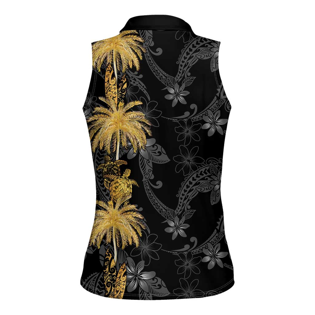 Hawaiian Honu And Surfboards Women Sleeveless Polo Shirt Gold Style LT05 - Polynesian Pride