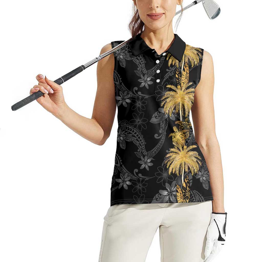 Hawaiian Honu And Surfboards Women Sleeveless Polo Shirt Gold Style LT05 - Polynesian Pride
