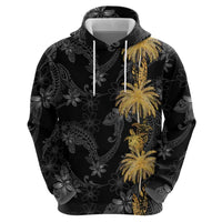 Hawaiian Honu And Surfboards Zip Hoodie Gold Style - Polynesian Pride