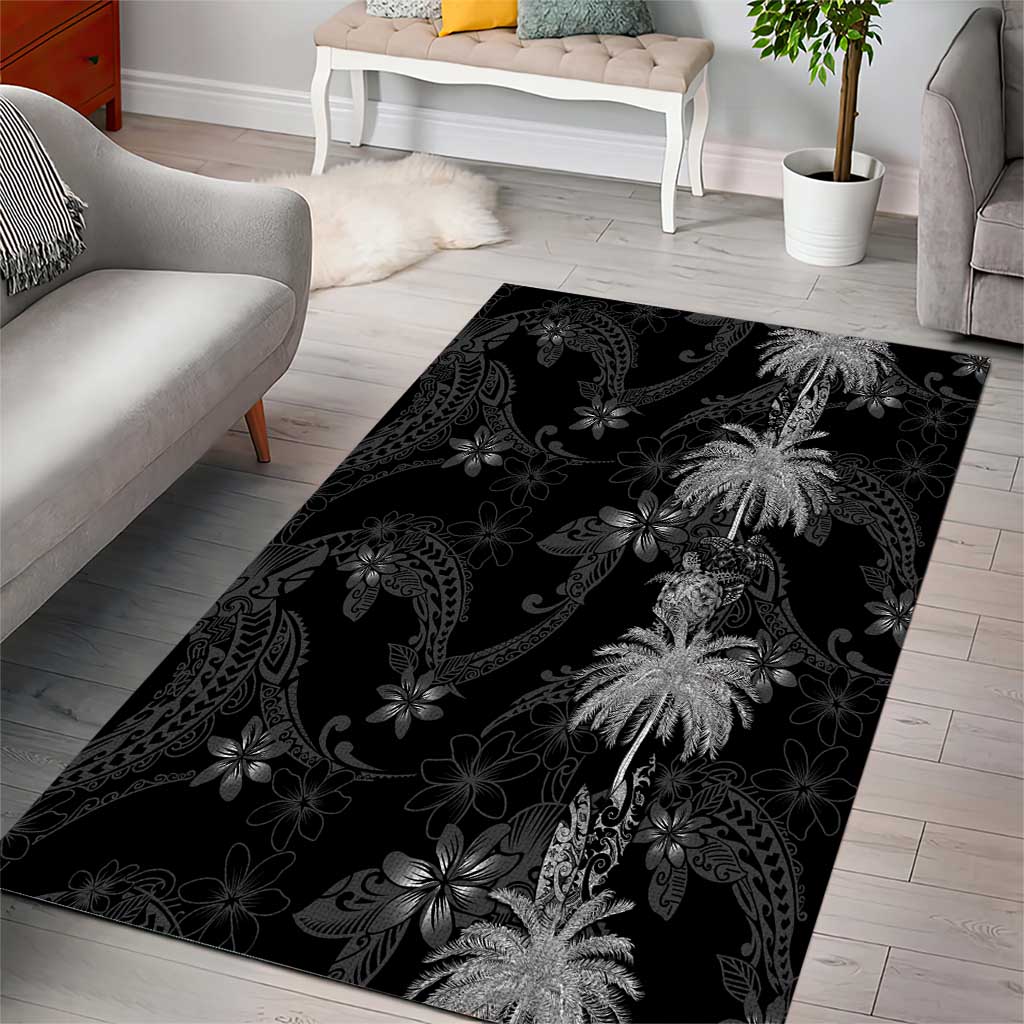 Hawaiian Honu And Surfboards Area Rug Silver Style - Polynesian Pride