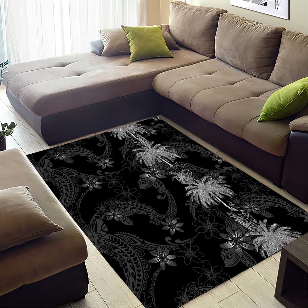 Hawaiian Honu And Surfboards Area Rug Silver Style - Polynesian Pride