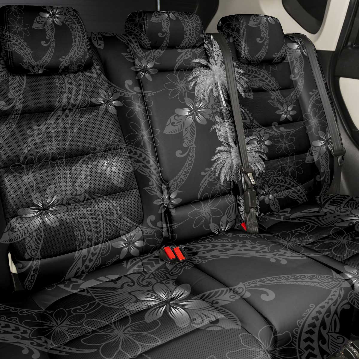 Hawaiian Honu And Surfboards Back Car Seat Cover Silver Style - Polynesian Pride