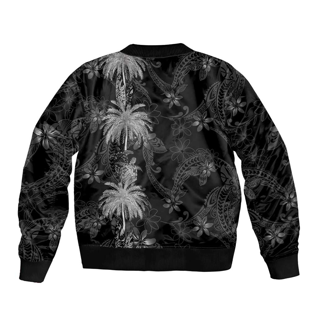Hawaiian Honu And Surfboards Bomber Jacket Silver Style - Polynesian Pride