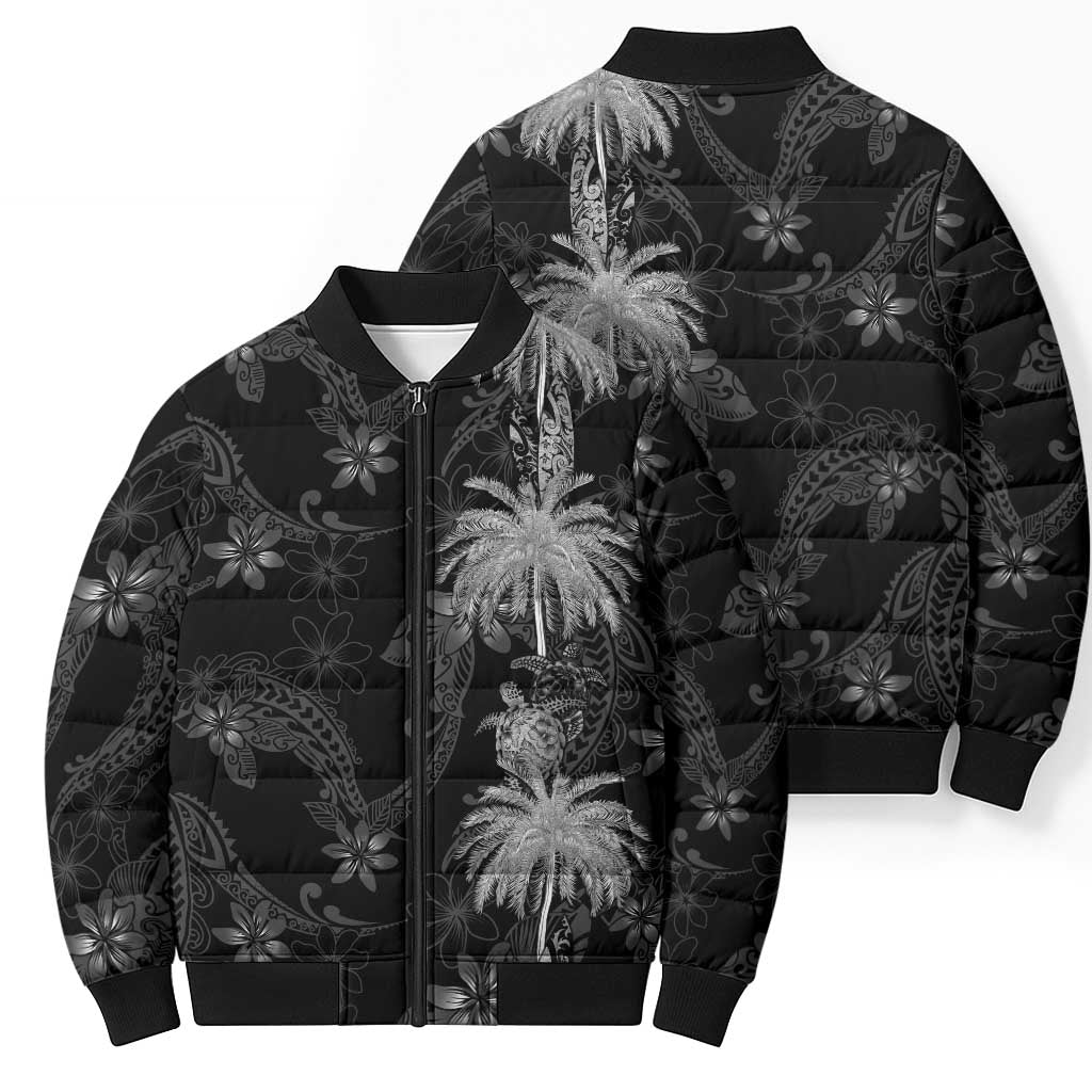 Hawaiian Honu And Surfboards Bomber Puffer Jacket Silver Style - Polynesian Pride