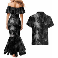 Hawaiian Honu And Surfboards Couples Matching Mermaid Dress and Hawaiian Shirt Silver Style LT05 - Polynesian Pride