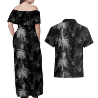 Hawaiian Honu And Surfboards Couples Matching Off Shoulder Maxi Dress and Hawaiian Shirt Silver Style LT05 - Polynesian Pride