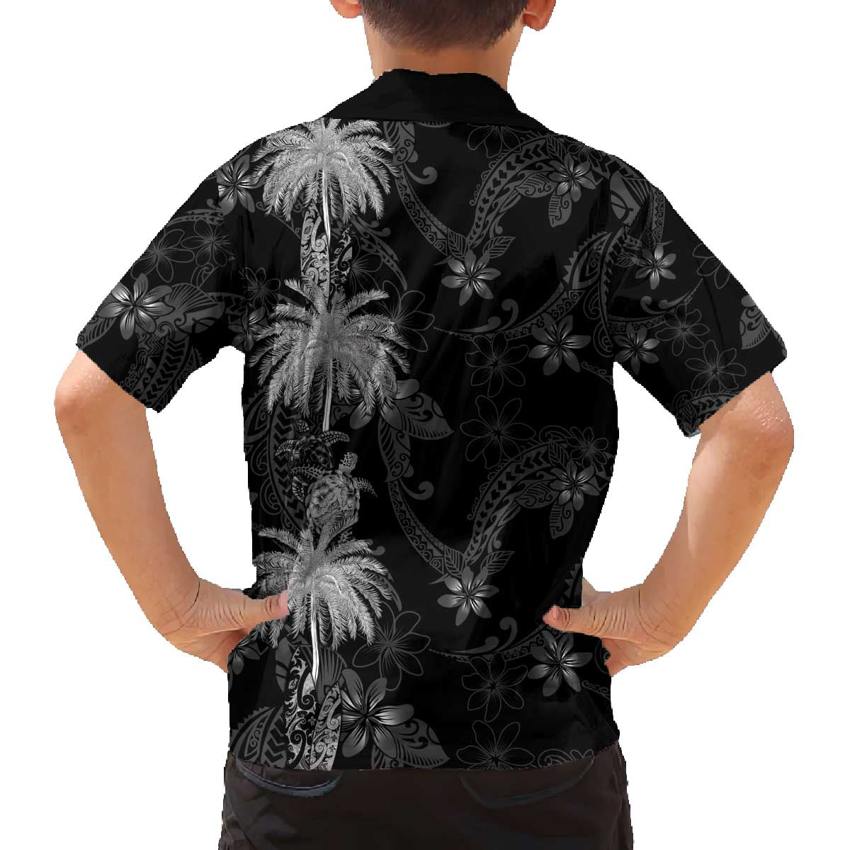 Hawaiian Honu And Surfboards Family Matching Off The Shoulder Long Sleeve Dress and Hawaiian Shirt Silver Style - Polynesian Pride