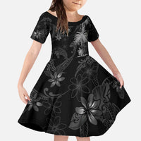 Hawaiian Honu And Surfboards Family Matching Off The Shoulder Long Sleeve Dress and Hawaiian Shirt Silver Style - Polynesian Pride