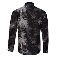 Hawaiian Honu And Surfboards Family Matching Off The Shoulder Long Sleeve Dress and Hawaiian Shirt Silver Style - Polynesian Pride