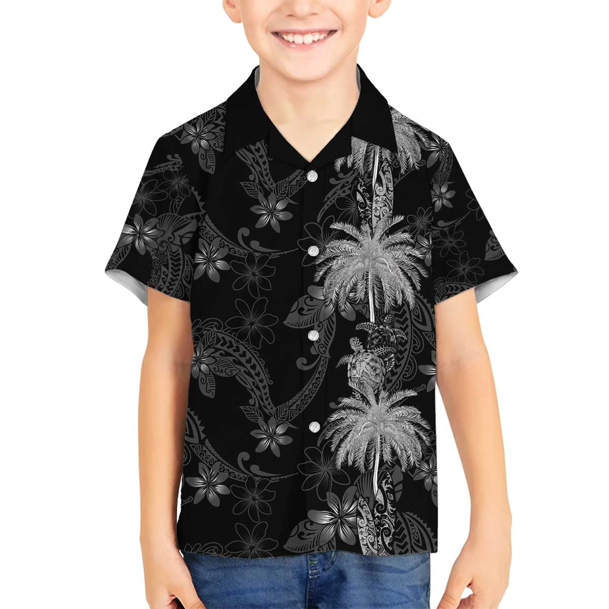 Hawaiian Honu And Surfboards Family Matching Off The Shoulder Long Sleeve Dress and Hawaiian Shirt Silver Style - Polynesian Pride