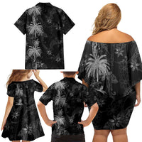 Hawaiian Honu And Surfboards Family Matching Off Shoulder Short Dress and Hawaiian Shirt Silver Style LT05 - Polynesian Pride