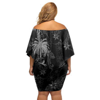 Hawaiian Honu And Surfboards Family Matching Off Shoulder Short Dress and Hawaiian Shirt Silver Style LT05 - Polynesian Pride