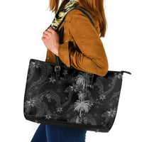 Hawaiian Honu And Surfboards Leather Tote Bag Silver Style - Polynesian Pride