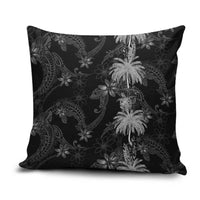 Hawaiian Honu And Surfboards Pillow Cover Silver Style - Polynesian Pride