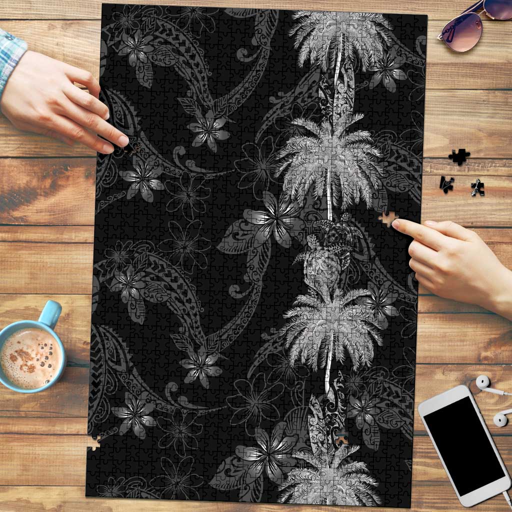 Hawaiian Honu And Surfboards Puzzle Silver Style - Polynesian Pride