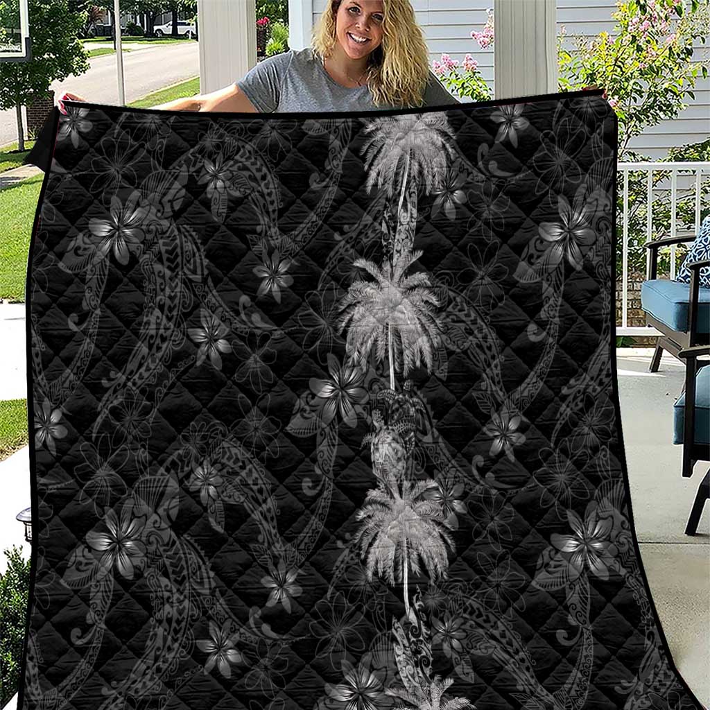 Hawaiian Honu And Surfboards Quilt Silver Style - Polynesian Pride