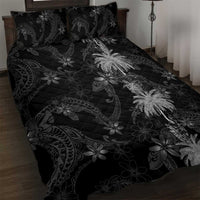 Hawaiian Honu And Surfboards Quilt Bed Set Silver Style - Polynesian Pride