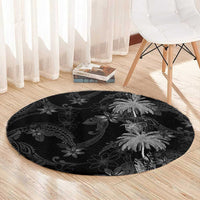 Hawaiian Honu And Surfboards Round Carpet Silver Style - Polynesian Pride