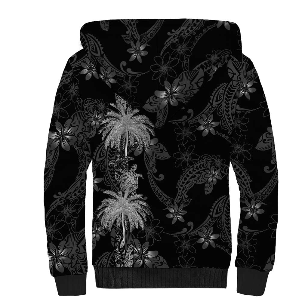 Hawaiian Honu And Surfboards Sherpa Hoodie Silver Style LT05 - Polynesian Pride