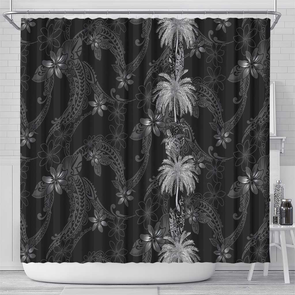 Hawaiian Honu And Surfboards Shower Curtain Silver Style - Polynesian Pride