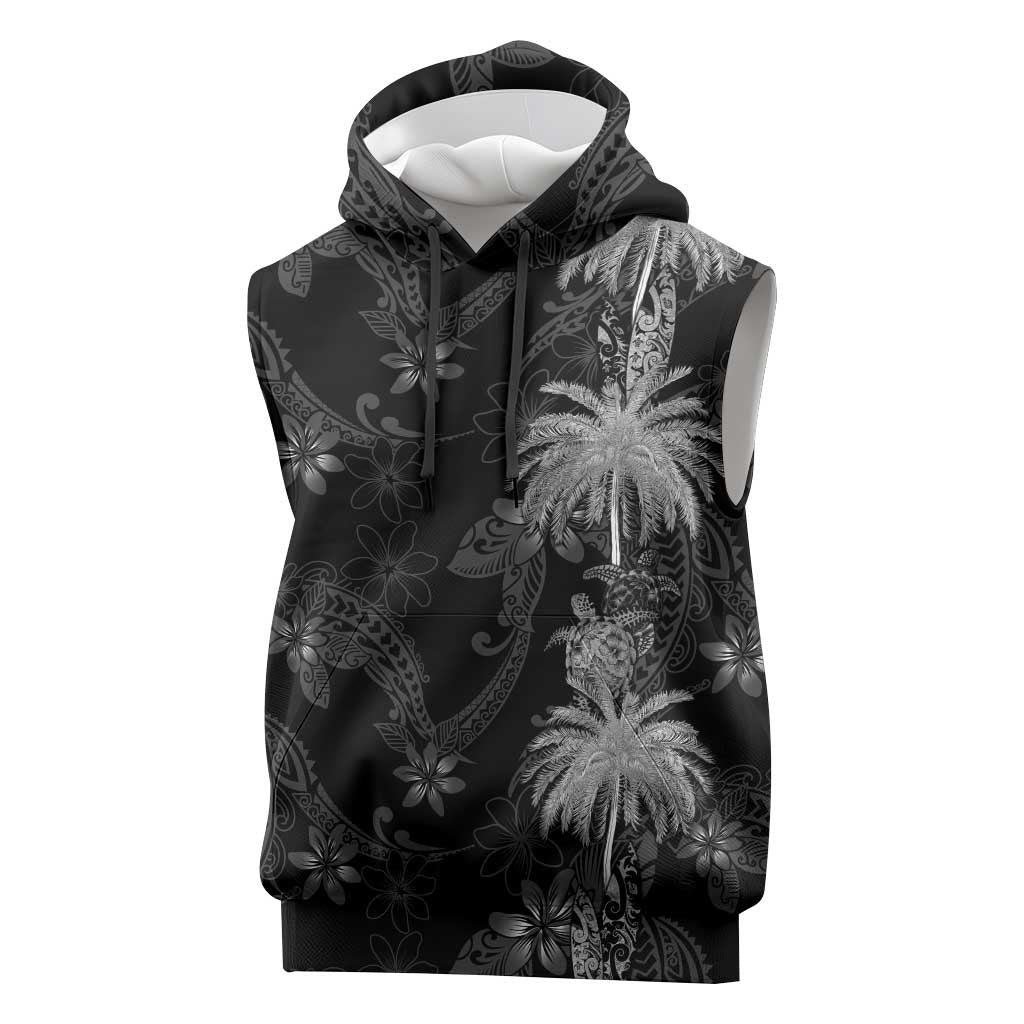 Hawaiian Honu And Surfboards Sleeveless Hoodie Silver Style - Polynesian Pride