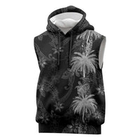Hawaiian Honu And Surfboards Sleeveless Hoodie Silver Style - Polynesian Pride