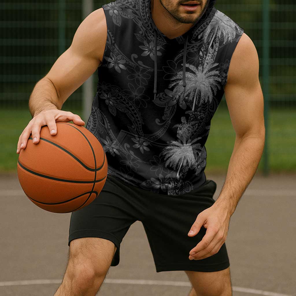 Hawaiian Honu And Surfboards Sleeveless Hoodie Silver Style - Polynesian Pride