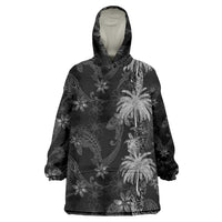 Hawaiian Honu And Surfboards Wearable Blanket Hoodie Silver Style LT05 One Size Silver - Polynesian Pride